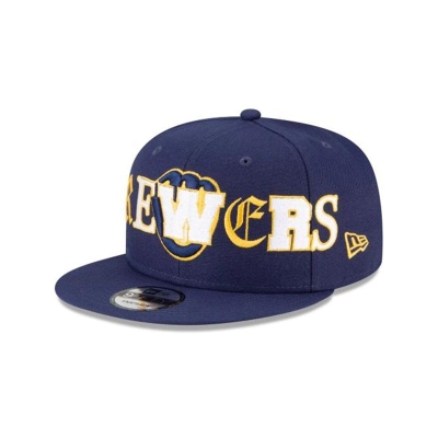 Blue Milwaukee Brewers Hat - New Era MLB Mixed Font 9FIFTY Snapback Caps USA3570298